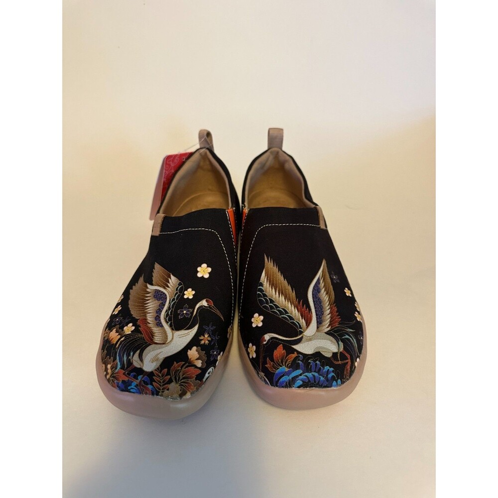 New UIN Womens Size 8 Crane Dance Toledo Slip On Loafers Comfort Travel Art